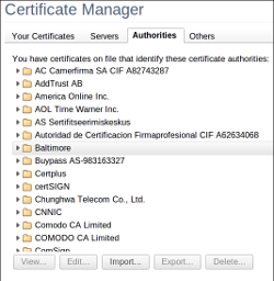 Chrome's certificate manager
