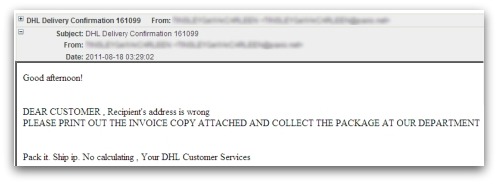 Malicious DHL email