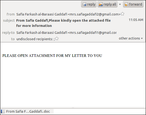 Spam from Mrs. Gaddafi
