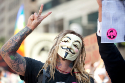 Guy Fawkes mask protester