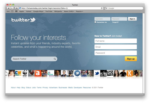 Twitter phishing site