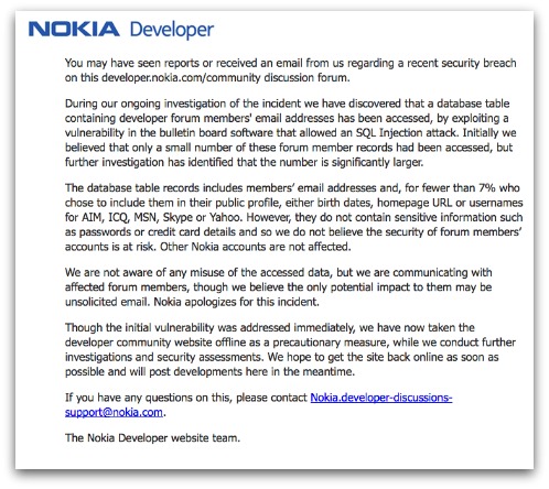 Nokia warns developers