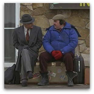 Frame from 80s movie Planes Trains and Automobiles