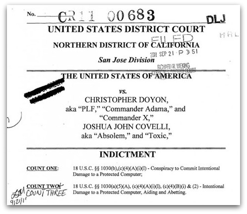 Indictment against Christopher Doyon and Joshua John Covelli
