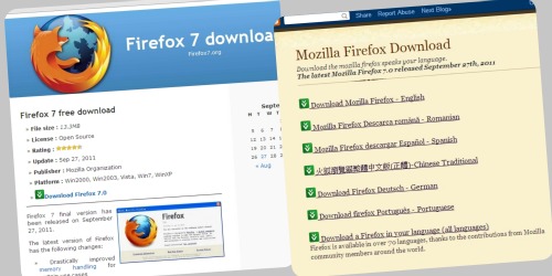 Not the real Firefox 7 website