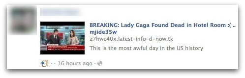 Lady Gaga is dead? Facebook scam