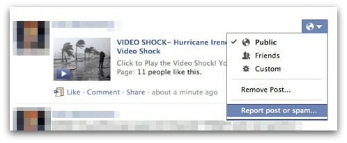 Remove Hurricane Irene Facebook clickjacking scam