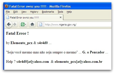 Defaced Nigerian government website