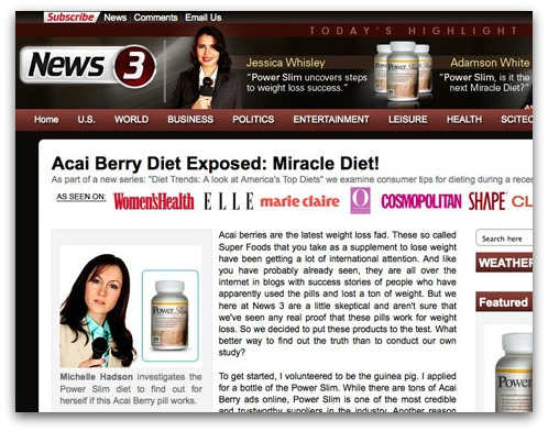 Acai Berry diet spam website