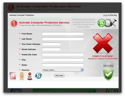 Computer protection not active. Now they want your contact details