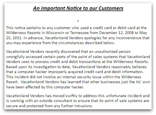 Statement from VacationLand Vendors