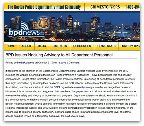 Boston police hacking advisory
