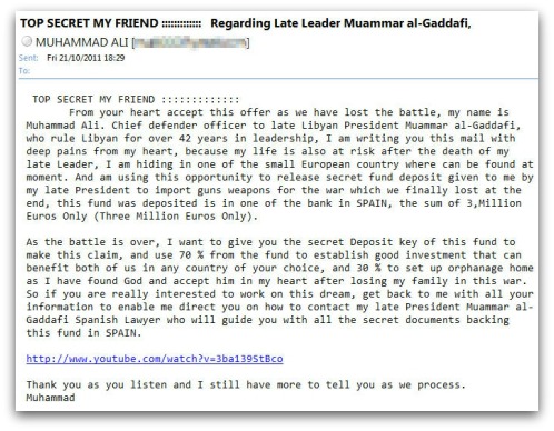 Gaddafi email scam