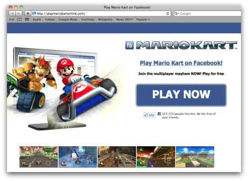 Mario Kart Facebook scam