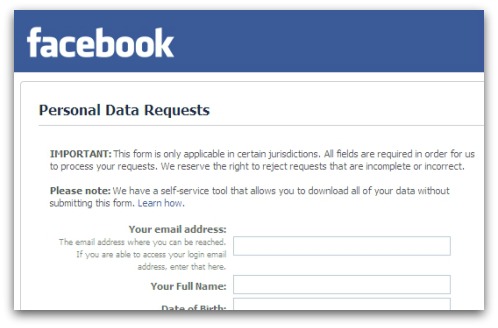 Request your personal data from Facebook