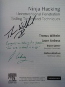 signed copy of Ninja Hacking