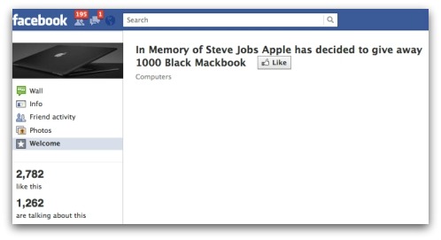 In Memory of Steve Jobs, Apple has decided to give away 1000 Black Macbook