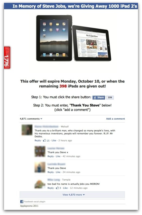 iPad scam offer