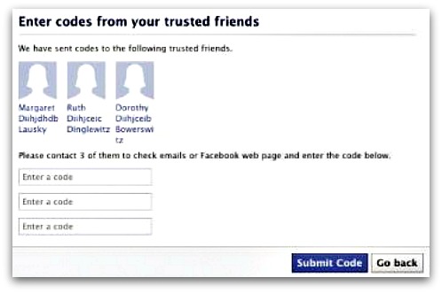 Trusted friends on Facebook