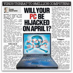 Conficker Sun newspaper story, March 2009