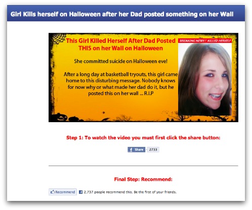 Halloween Facebook survey scam