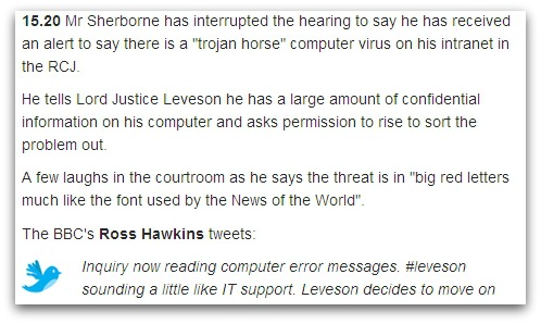 Report of Trojan at Leveson Inquiry