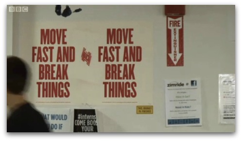Move Fast and Break Things - poster at Facebook HQ