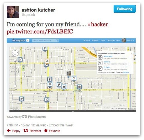 Tweet from Ashton Kutcher