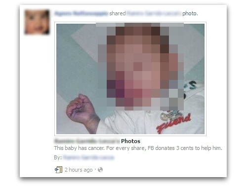 Baby cancer hoax on Facebook