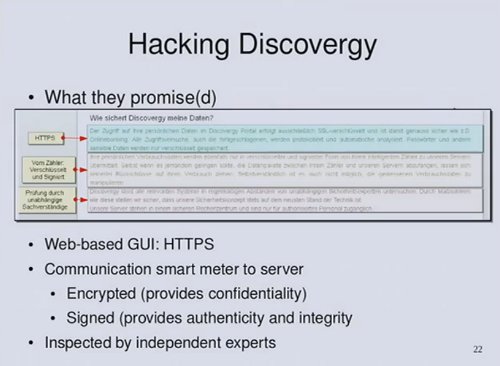 Hacking Discovergy slide from Smart Hacking for Privacy
