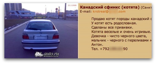 Online advert for BMW car