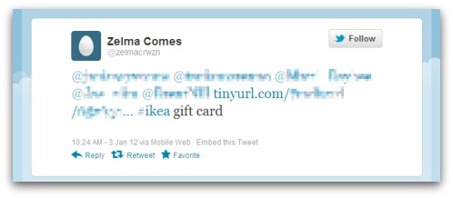 Gift card spam on Twitter
