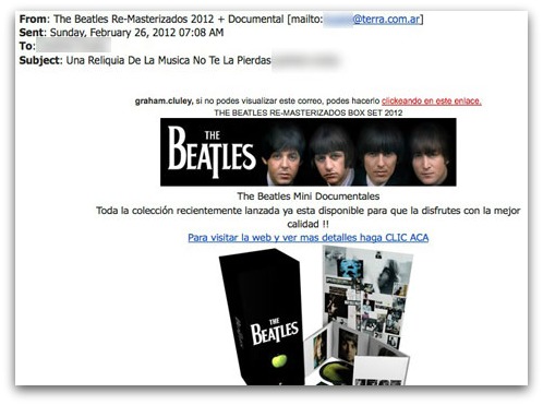 Beatles spam email