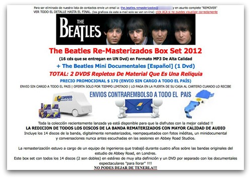 Beatles spam website