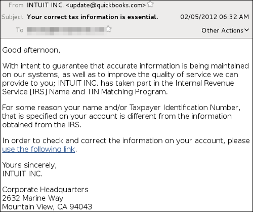Spam pretending to be Intuit