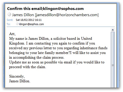 Spam sent to Klingon email address