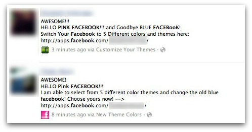 Pink Facebook scam messages