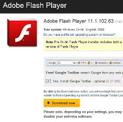 Flash Player download page