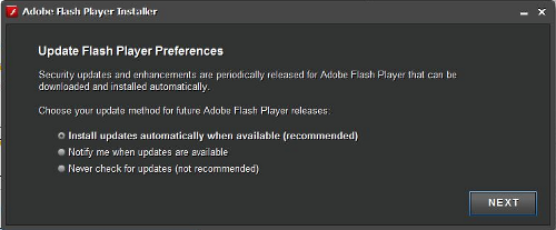 New Adobe Flash Player update options