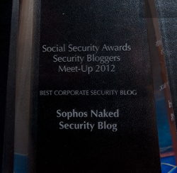 Naked Security award from RSA 2012