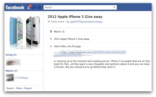 Facebook iPhone 5 giveaway