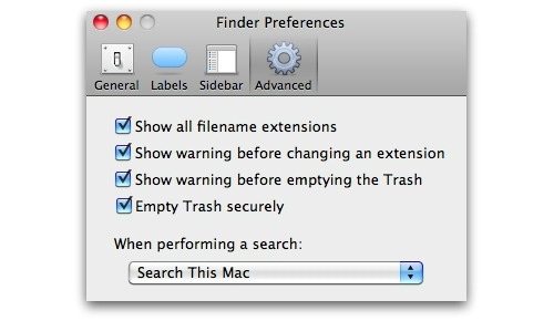 Mac OS X Finder preferences
