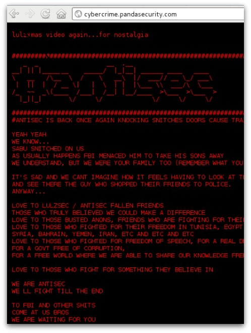 Panda Security website hacked. Click for larger version
