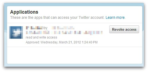 Revoke an application's access to your Twitter account
