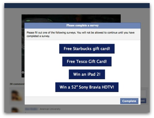 Rihanna Facebook scam