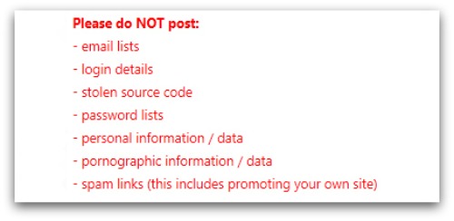 Pastebin's Acceptable Use Policy