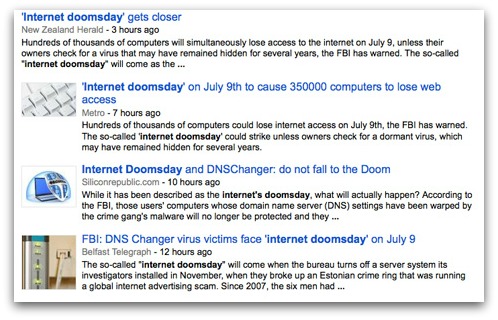 Internet doomsday news reports