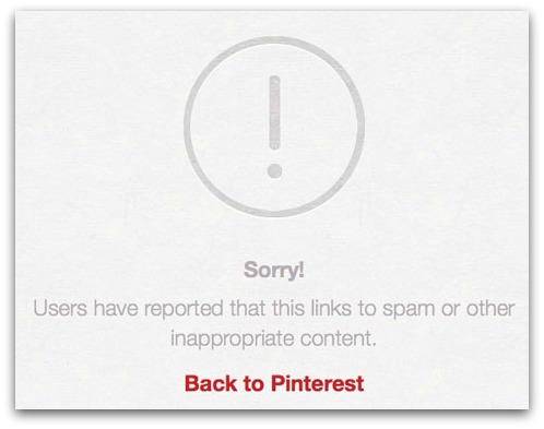 Pinterest intercepts spam link