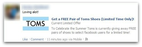 TOMS shoes scam on Facebook