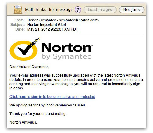 Norton email or phishing attack?